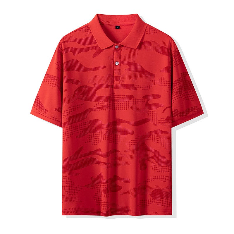 Men's Camouflage Lapel Short Sleeve Polo Shirt Summer Ice Silk Quick Dry Breathable Casual Top - Image 2