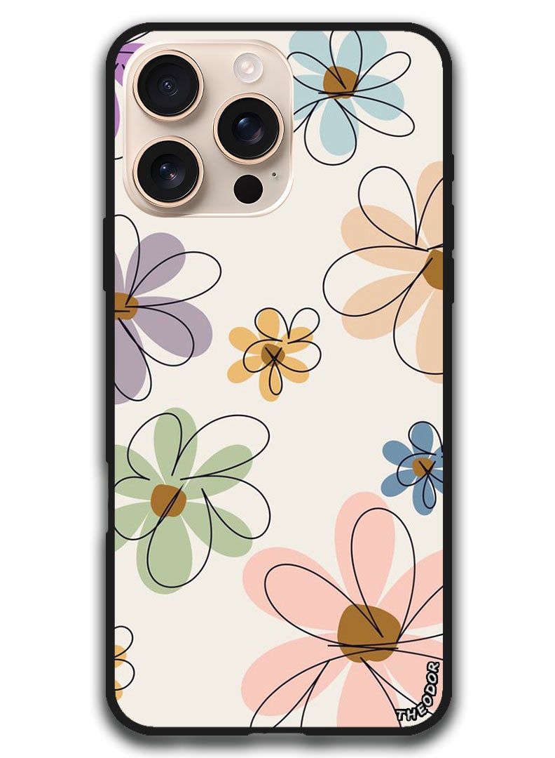 Theodor غطاء واقي مضاد للخدش ومقاوم للصدمات لجهاز iPhone 16 Pro Max (6.9)-بوصة زهور (3) - Image 1