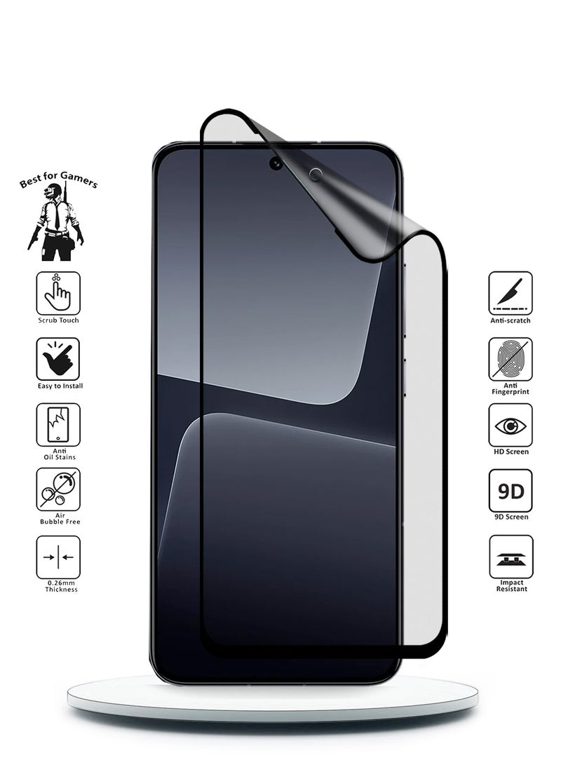 دبليو تيك شاومي 13T 5G 2023 / Xiaomi 13T Pro 5G 2023 نانو سيراميك كامل الغراء غطاء كامل واقي شاشة مرن غير لامع (MSCNMN) - شفاف / أسود - Image 2