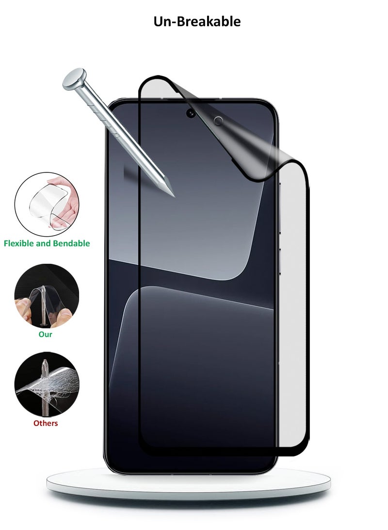 دبليو تيك شاومي 13T 5G 2023 / Xiaomi 13T Pro 5G 2023 نانو سيراميك كامل الغراء غطاء كامل واقي شاشة مرن غير لامع (MSCNMN) - شفاف / أسود - Image 4