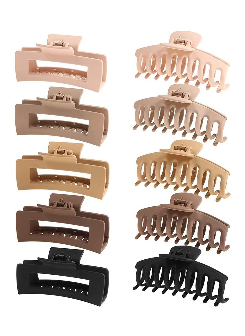 ORiTi 10 Pack Hair Claw Clips, Neutral Hair Clips for Women, Big Claw Clips, Large Rectangle Claw Hair Clips  - Image 1