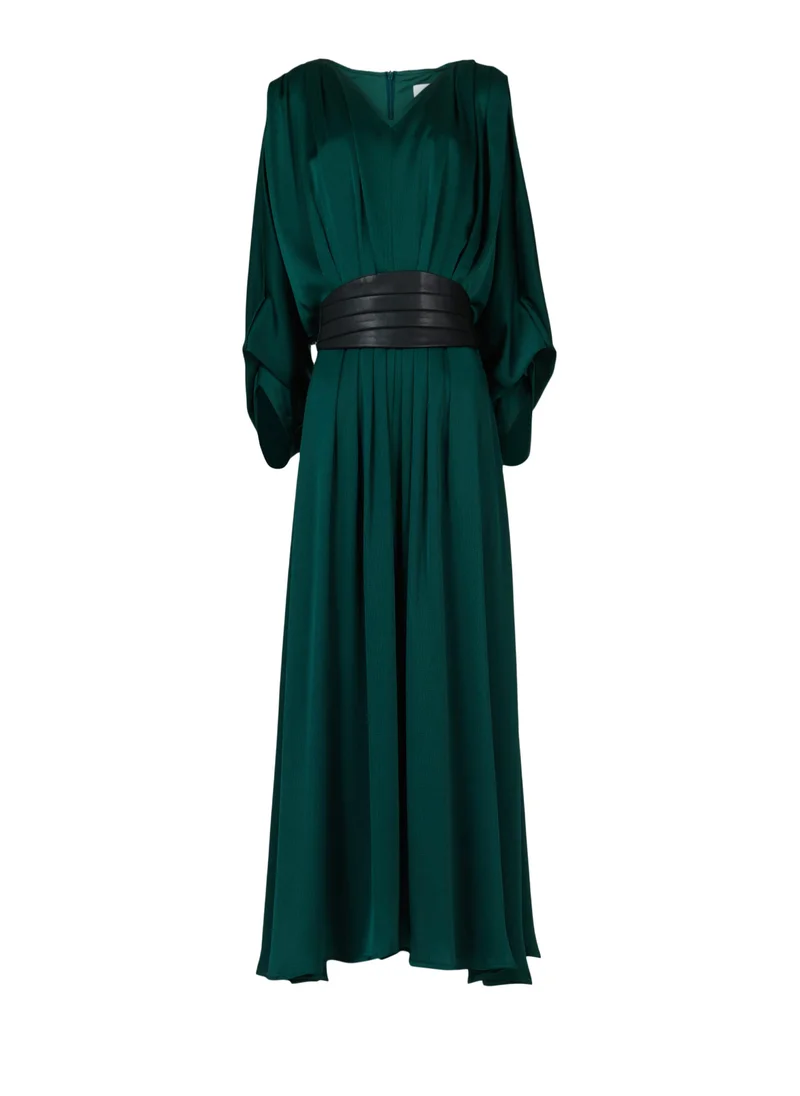 Leem  Belted Pleated Dress - Shorter length for Women | Best Price UAE