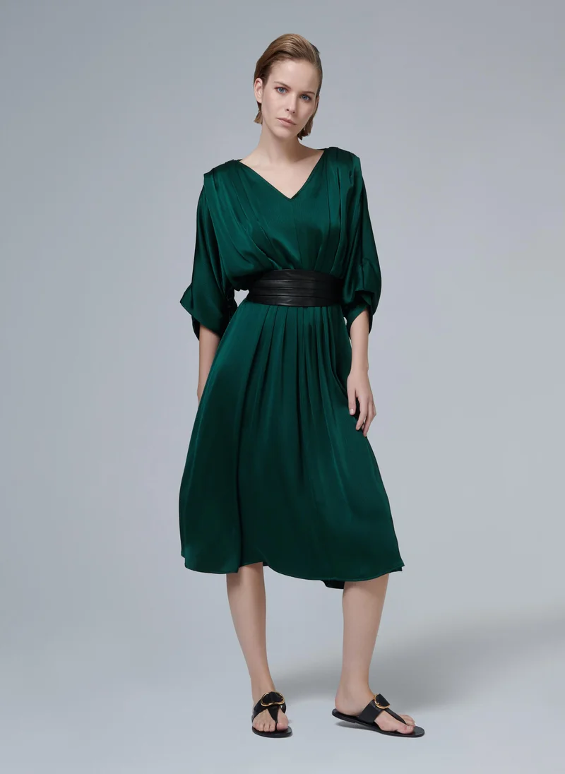 leem Belted Pleated Dress - Shorter length