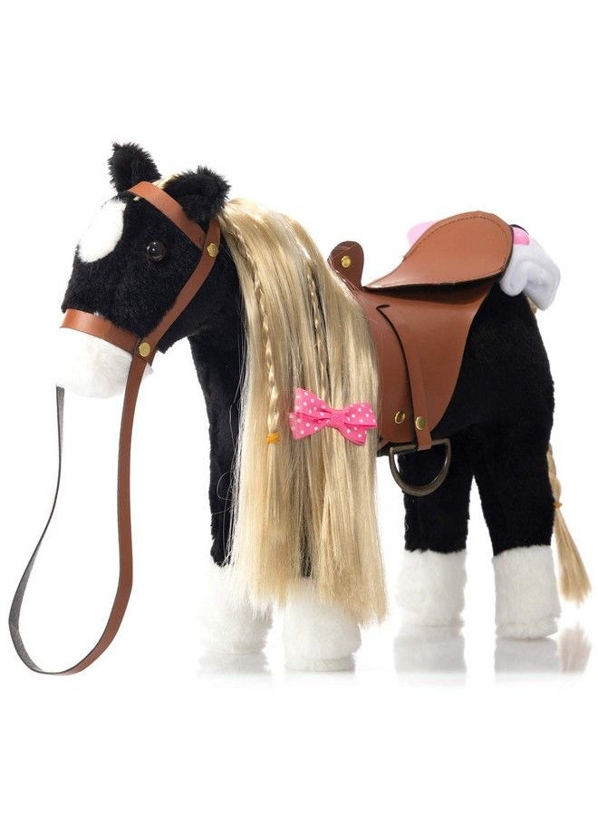 HollyHOME - Stuffed Animal Horse Pretty Plush Toy Pretend Play Horse 11 Inches Black - Image 1