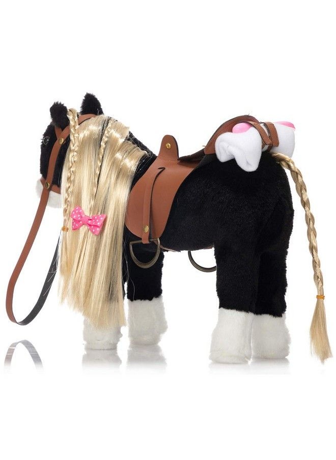 HollyHOME - Stuffed Animal Horse Pretty Plush Toy Pretend Play Horse 11 Inches Black - Image 1