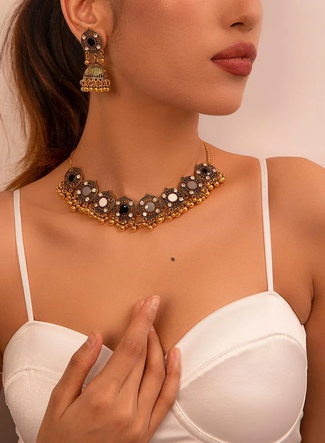 Take Two Pack of 2 - Golden Ethnic Necklace and Earrings