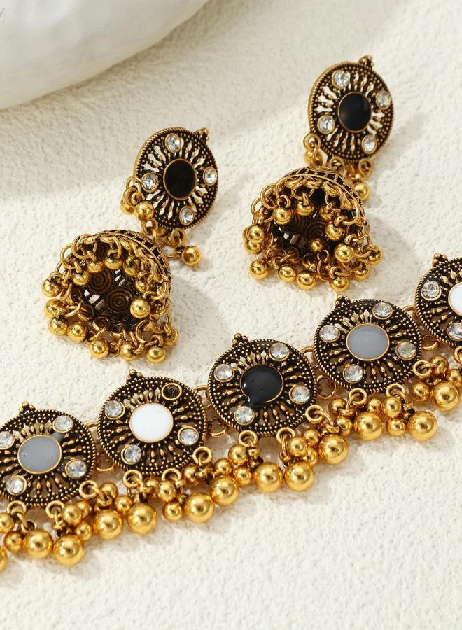 Take Two Pack of 2 - Golden Ethnic Necklace and Earrings