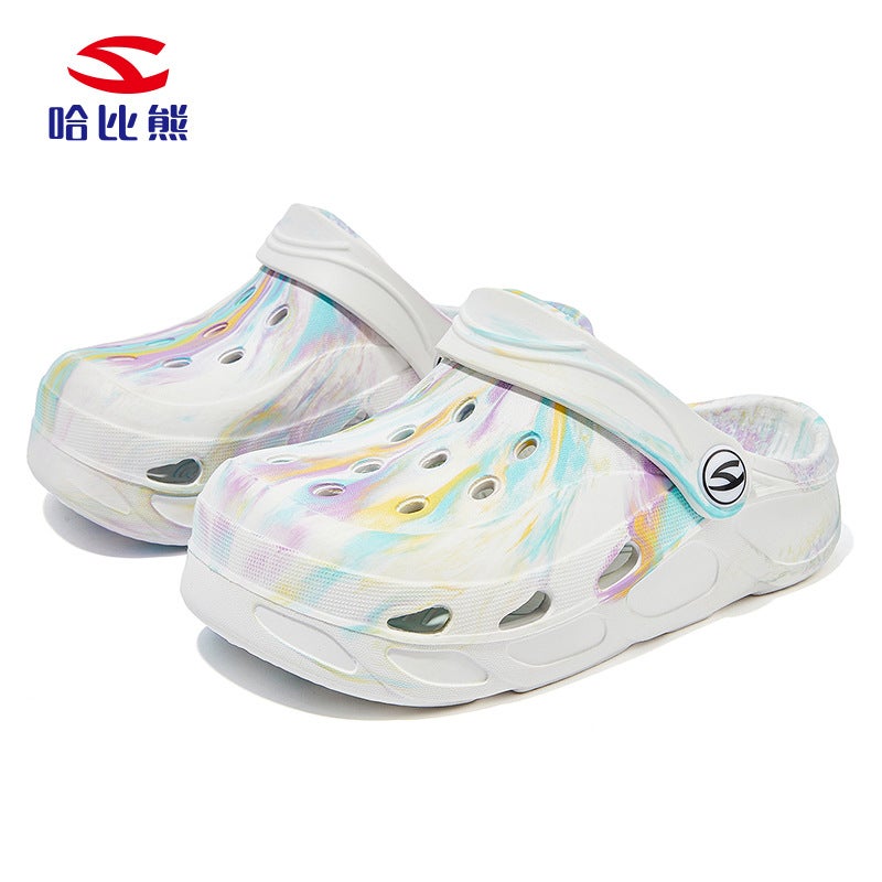 Hobbie Bear Boys Cave Shoes Sandals Summer Girls Baotou Tie Dye Mixed Color Beach Shoes Sandals - Image 1