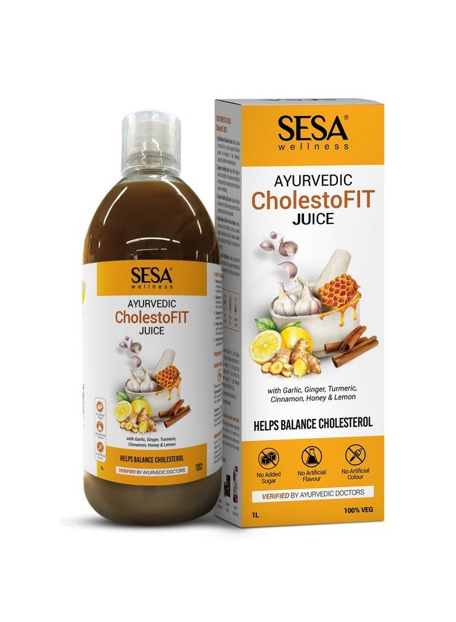 Sesa Sesa Ayurvedic CholestoFIT Juice 1L With Lemon, Honey, Garlic, Ginger & Apple Cider Vinegar Supports Healthy Heart & Cholesterol Balance 100% Ayurvedic & Sugar-Free - Image 1