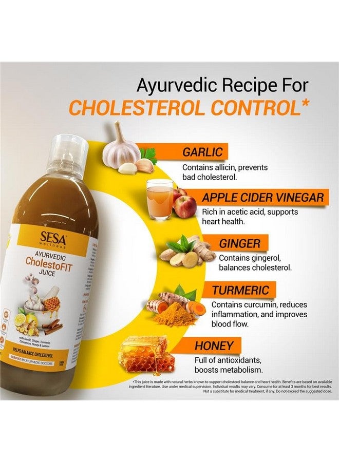 Sesa Sesa Ayurvedic CholestoFIT Juice 1L With Lemon, Honey, Garlic, Ginger & Apple Cider Vinegar Supports Healthy Heart & Cholesterol Balance 100% Ayurvedic & Sugar-Free - Image 2