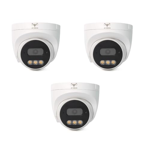 JK Vision 5MP 3 Dome IP Camera Combo with 3 Powerful LED, Night Vision, Built in Audio, 30M Range, 1 Year Warranty - Image 1