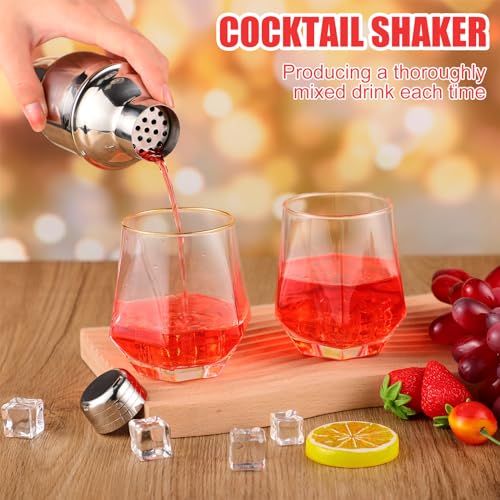 Nitial 6 Pcs Bar Cocktail Shaker Professional Stainless Steel Martini Drink Mixer with Built-in Strainer for Bartending No Leaks Boston Shaker for Bar Party Drink Mixing Tool(8 oz,Silver) - Image 4