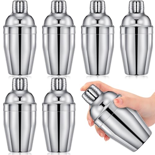 Nitial 6 Pcs Bar Cocktail Shaker Professional Stainless Steel Martini Drink Mixer with Built-in Strainer for Bartending No Leaks Boston Shaker for Bar Party Drink Mixing Tool(8 oz,Silver) - Image 1