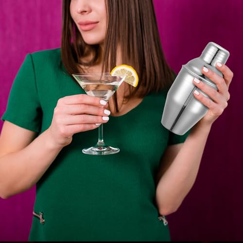 Nitial 6 Pcs Bar Cocktail Shaker Professional Stainless Steel Martini Drink Mixer with Built-in Strainer for Bartending No Leaks Boston Shaker for Bar Party Drink Mixing Tool(8 oz,Silver) - Image 5