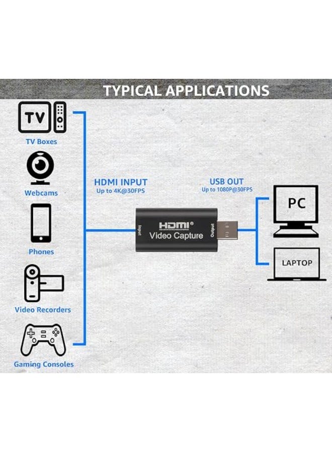 HDMI Video Capture Card 4K HDMI to USB 2.0 Adapter 1080P Video Recording for Streaming Gaming Video Conferencing - Image 4