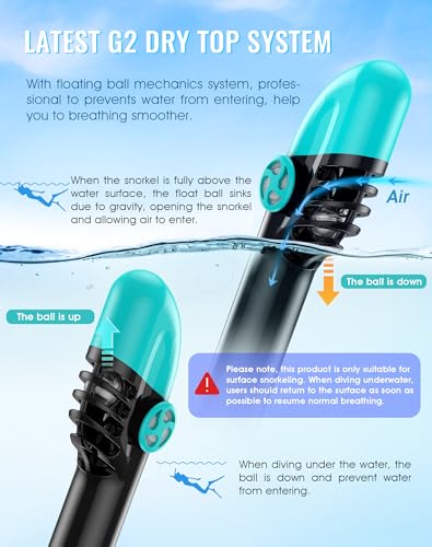 Greatever G2 Snorkeling Gear for Adults 2PCS, Full Face Snorkel Mask with Dry Top Snorkel,Anti-Leak & Anti-Fog Snorkel Mask Adult,Foldable Snorkeling Mask with Camera Mount mesh Bag - Image 3