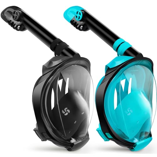 Greatever G2 Snorkeling Gear for Adults 2PCS, Full Face Snorkel Mask with Dry Top Snorkel,Anti-Leak & Anti-Fog Snorkel Mask Adult,Foldable Snorkeling Mask with Camera Mount mesh Bag - Image 1