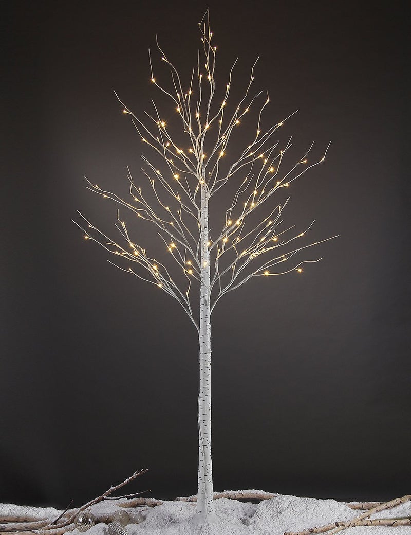 LIGHTSHARE Lighted Tree 8FT 132 LED Lighted Birch Tree for Decoration Inside and Outside Home Patio Wedding Festival Christmas Decor Warm White
