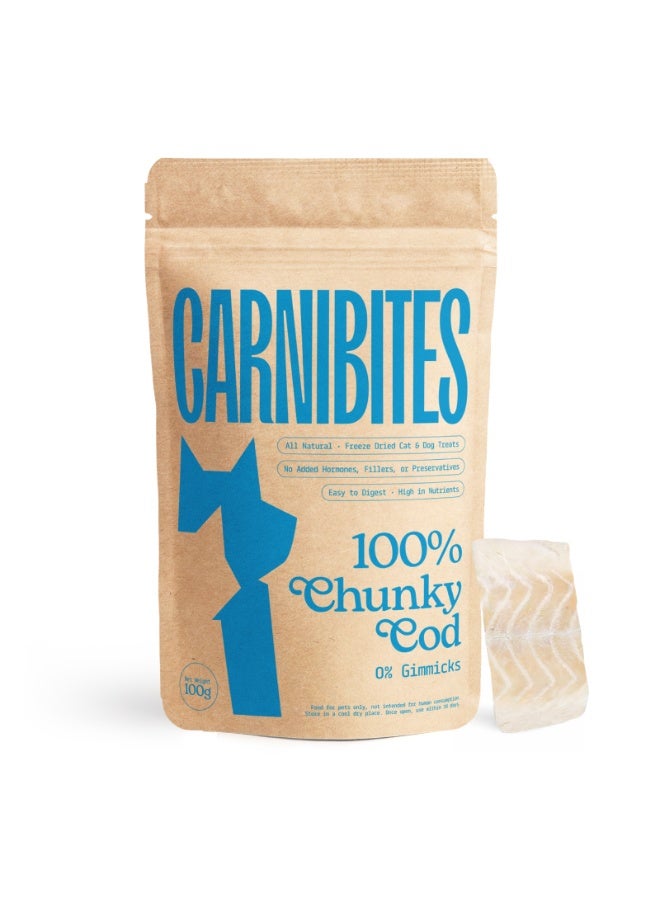 Carnibites Chunky Cod Freeze-Dried Treats for Cats & Dogs – Single-Ingredient, High-Protein Natural Snack - Image 1