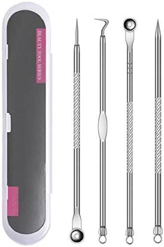 Elecsera Blackhead Comedone Acne Blemish Remover Stainless Needles Remove Tool Kit Silver Pack of 4 - Image 1