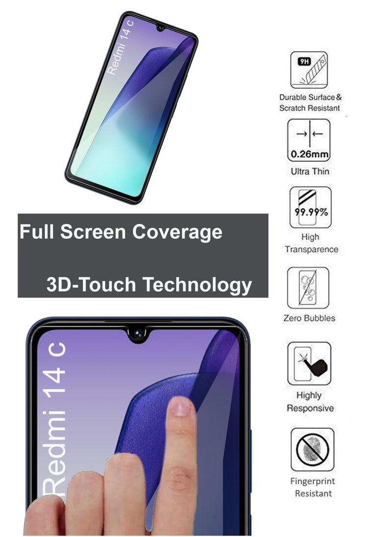 Generic - Redmi 14 c - Tempered Glass Screen Protector - Delicate Touch , Higher Transparency , Easy to Install ,Anti-scratch and Bubble-free Screen Protector - Clear - Image 1