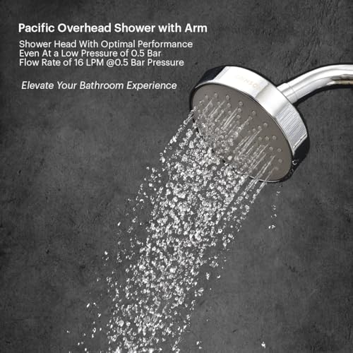Johnson Bathrooms Johnson Pacific Overhead Shower with Shower Arm | ABS Rain Flow Rotating 58mm long & 102mm wide rounded shower head with 129mm long shower arm| 1-Year Warranty (S0113CAMZ - Chrome) - Image 3