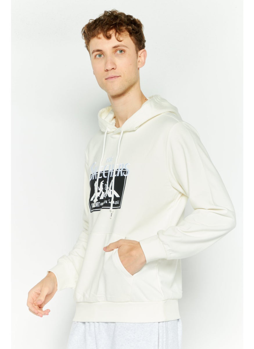SKECHERS Men Sportswear Fit Long Sleeve Outdoor Hooded Sweatshirt, Off White  - Image 3