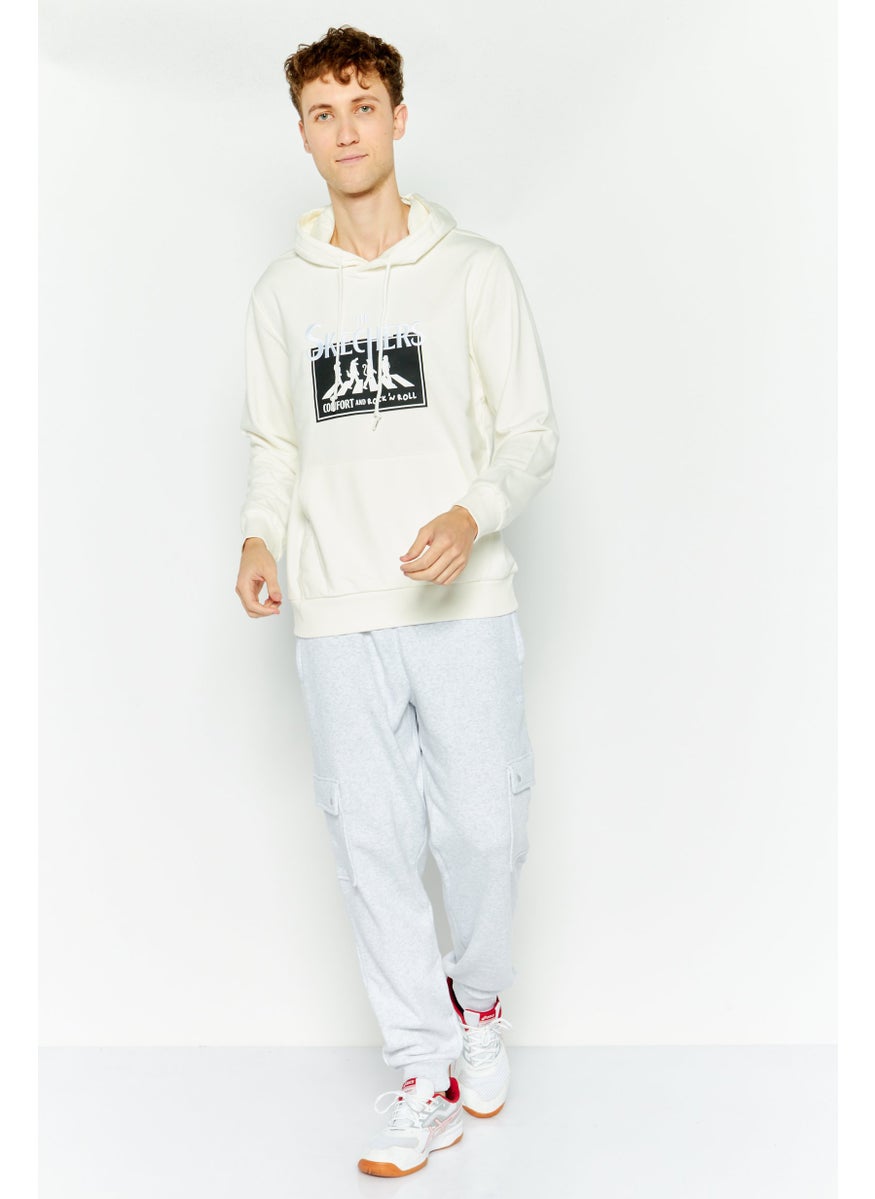 SKECHERS Men Sportswear Fit Long Sleeve Outdoor Hooded Sweatshirt, Off White  - Image 2