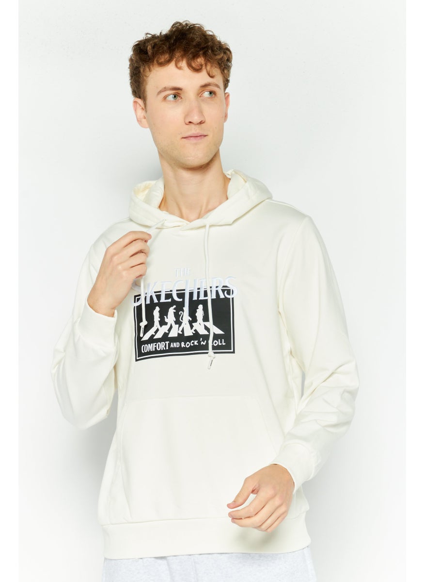 SKECHERS Men Sportswear Fit Long Sleeve Outdoor Hooded Sweatshirt, Off White  - Image 1