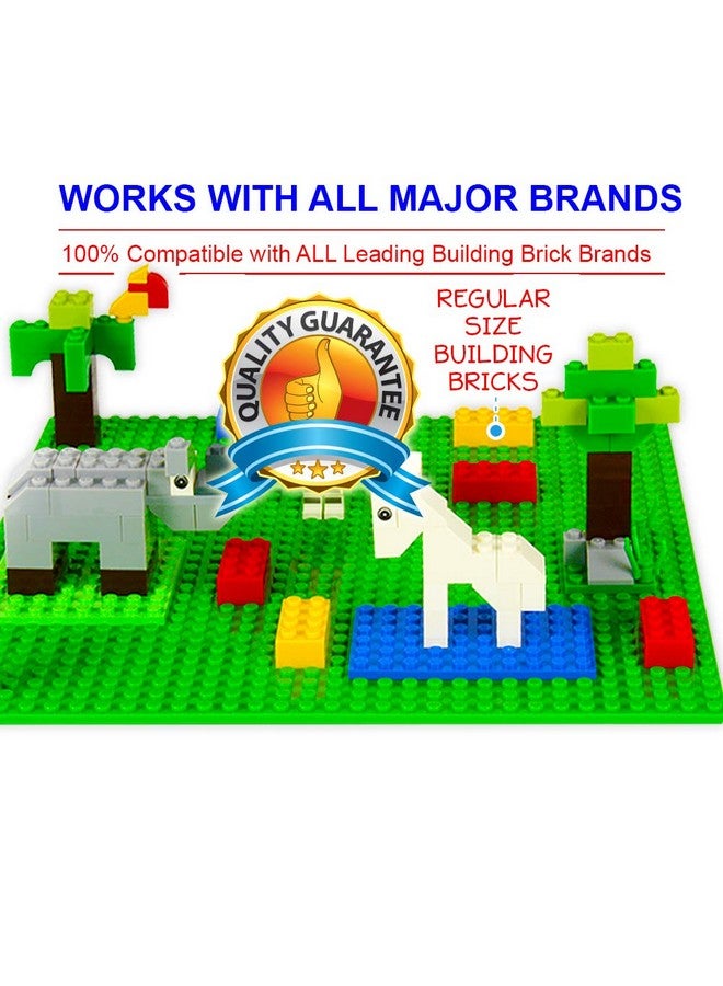 Brickyard Building Blocks ألواح بناء براك yard متوافقة مع ليغو - عبوة من 4 ألواح كبيرة 10 × 10 بوصة لقطع اللعب، أنشطة STEM وطاولة عرض - أخضر، أزرق، رمادي، رمل - Image 5