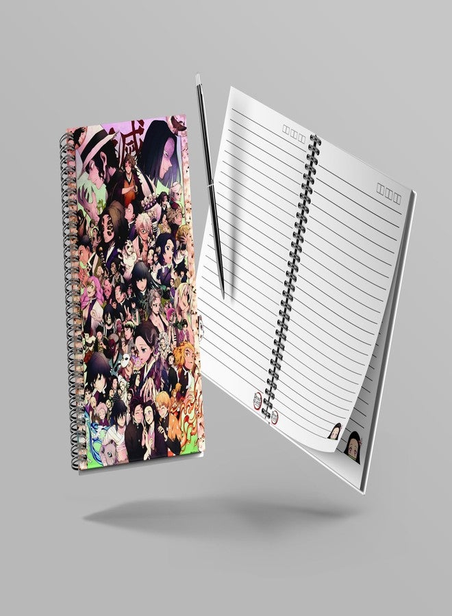 zenithink دفتر ملاحظات زينيثينك بتصميم شخصيات أنمي قاتل الشياطين | ورق 80 غ/م² مع غلاف مقوى 350 غ/م² | مسطر بخطوط مفردة | 160 صفحة | مقاس A5 | تجليد حلزوني | متعدد الاستخدامات للمدرسة والمنزل والمكتب | - Image 3