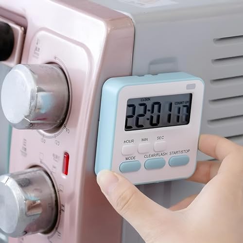 ONICORN® Kitchen Timer Digital Countdown, Magnetic Short Timer Clock with LCD Display with Loud Alarm for Cooking, Sports, Studying, Cooking, Baking, Classroom (Pack of 1, White+Blue) - Image 4