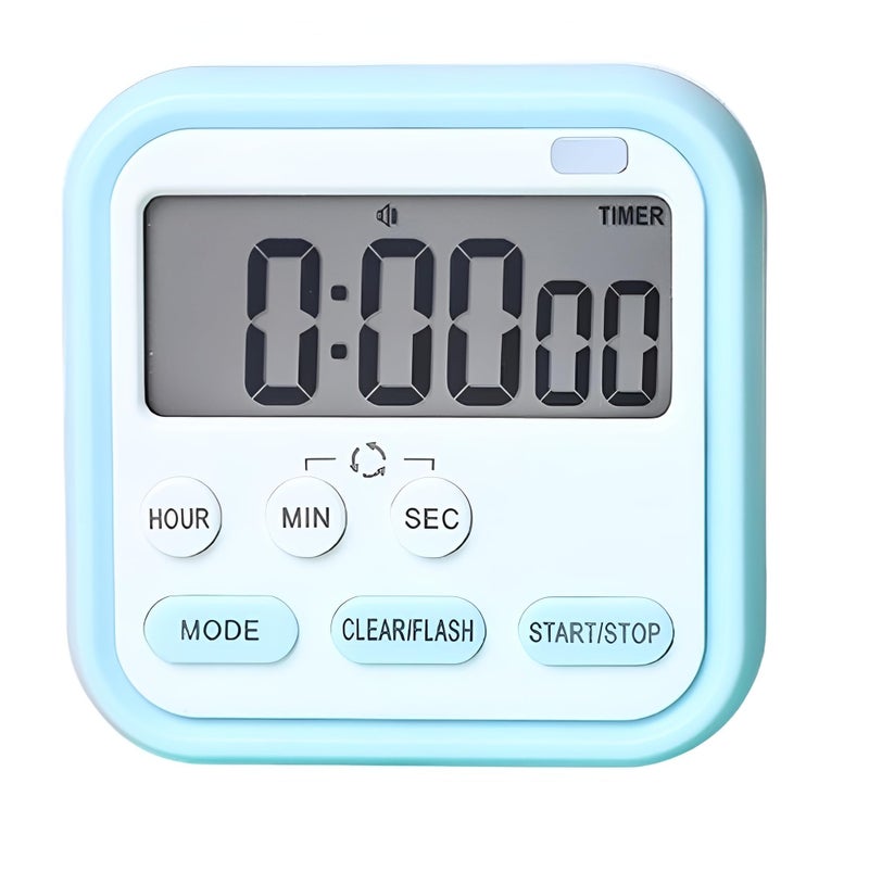 ONICORN® Kitchen Timer Digital Countdown, Magnetic Short Timer Clock with LCD Display with Loud Alarm for Cooking, Sports, Studying, Cooking, Baking, Classroom (Pack of 1, White+Blue) - Image 1