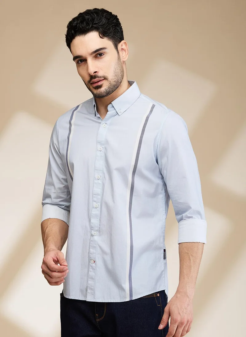 Being Human LIGHT BLUE/NAVY Men Slim Fit Opaque Casual Shirt for Men | Best Price UAE
