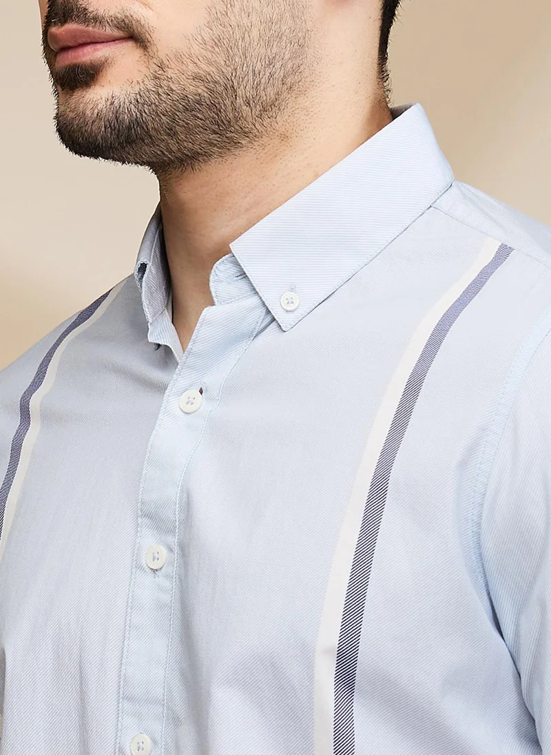Being Human LIGHT BLUE/NAVY Men Slim Fit Opaque Casual Shirt for Men | Best Price UAE
