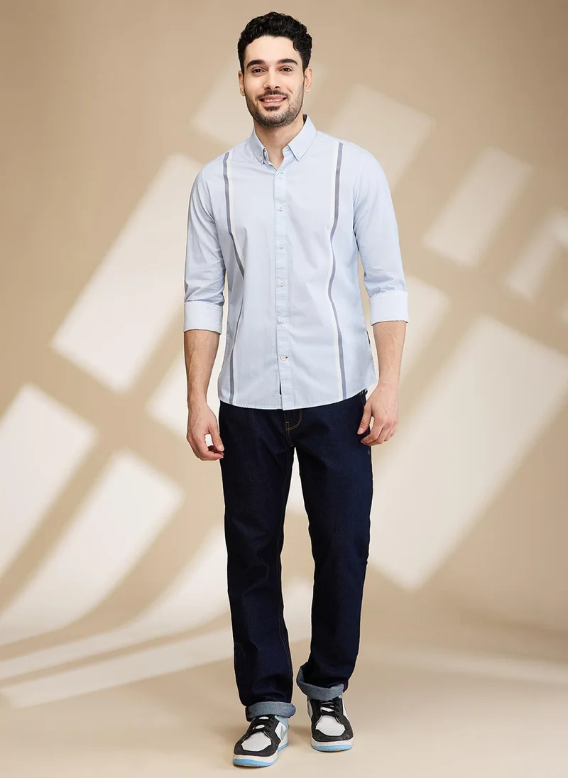Being Human LIGHT BLUE/NAVY Men Slim Fit Opaque Casual Shirt for Men | Best Price UAE