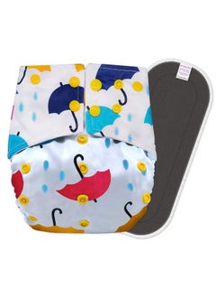 BEMBIKA Cloth Diapers With Double Gussets For Babieswashable Reusable Cloth Diaper With Double Gussets Ll Sizes Adjustable With 5 Layer Bamboo Charcoal Insert (Umbrella Doddle)  - Image 1