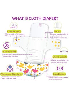 BEMBIKA Cloth Diapers With Double Gussets For Babieswashable Reusable Cloth Diaper With Double Gussets Ll Sizes Adjustable With 5 Layer Bamboo Charcoal Insert (Umbrella Doddle)  - Image 5