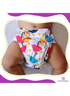 BEMBIKA Cloth Diapers With Double Gussets For Babieswashable Reusable Cloth Diaper With Double Gussets Ll Sizes Adjustable With 5 Layer Bamboo Charcoal Insert (Umbrella Doddle)  - Image 3