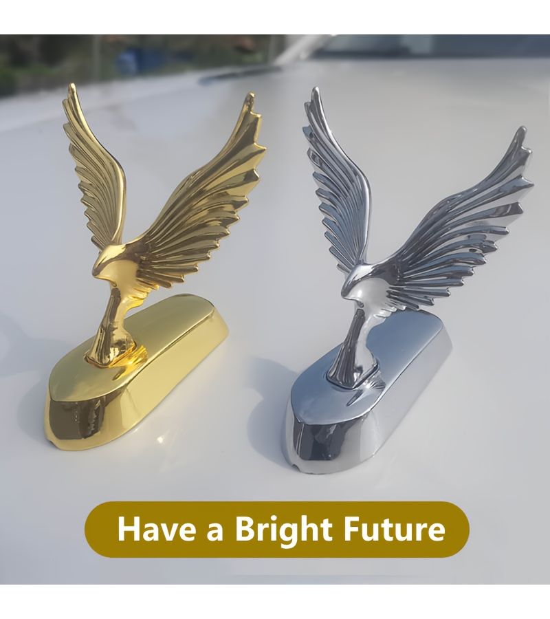 نسر طائر ثلاثي الأبعاد مصنوع من سبائك الزنك الذهبية لشعار السيارة، زينة غطاء المحرك، ملصق طائر عالمي لشعار السيارة، نحت على شكل D لغطاء المحرك، شعار سيارة فريد. - Image 5