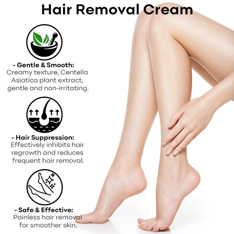 SYABO Hair Removal Cream: Intimate/Private Hair Removal For Women & Men - Painless Depilatory Cream Lotion for Bikini, Legs, Arms, Underarms and Body, Sensitive Formula for All Skin Types, 5FL OZ - Image 4
