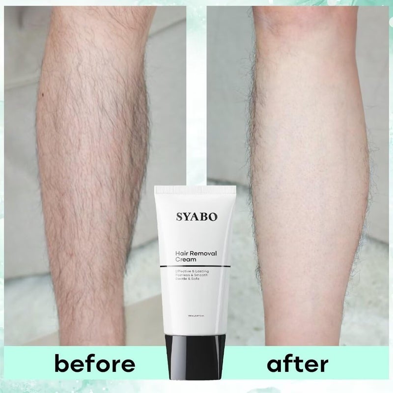 SYABO Hair Removal Cream: Intimate/Private Hair Removal For Women & Men - Painless Depilatory Cream Lotion for Bikini, Legs, Arms, Underarms and Body, Sensitive Formula for All Skin Types, 5FL OZ - Image 2