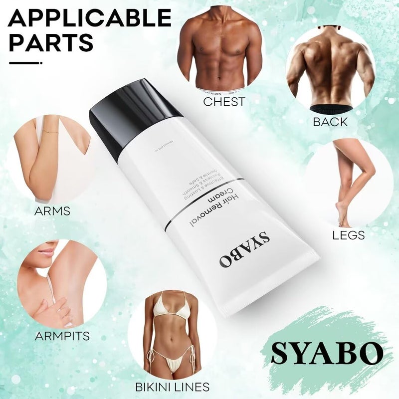 SYABO Hair Removal Cream: Intimate/Private Hair Removal For Women & Men - Painless Depilatory Cream Lotion for Bikini, Legs, Arms, Underarms and Body, Sensitive Formula for All Skin Types, 5FL OZ - Image 5