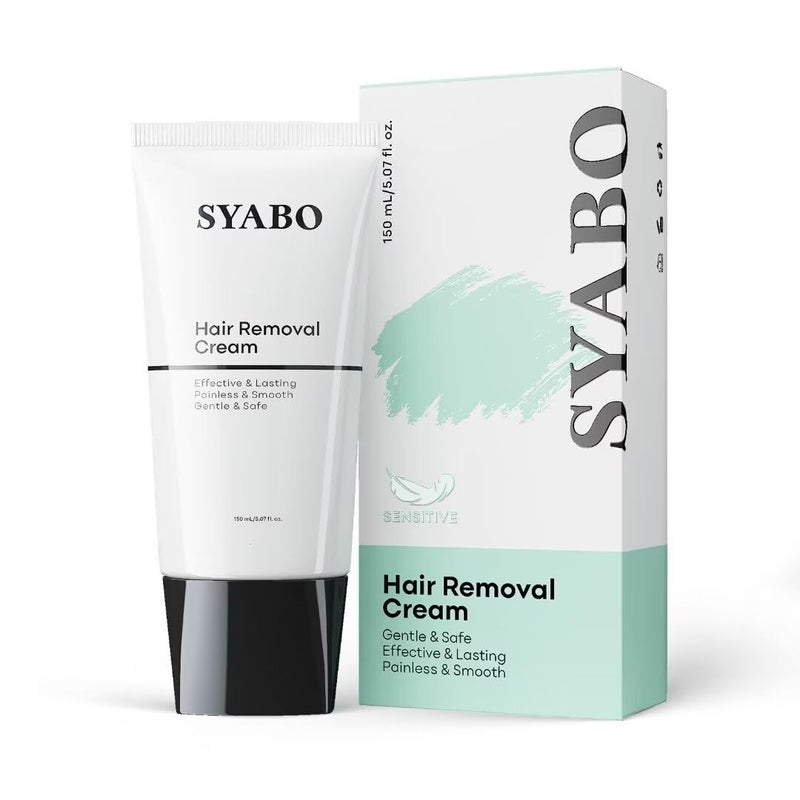 SYABO Hair Removal Cream: Intimate/Private Hair Removal For Women & Men - Painless Depilatory Cream Lotion for Bikini, Legs, Arms, Underarms and Body, Sensitive Formula for All Skin Types, 5FL OZ - Image 1