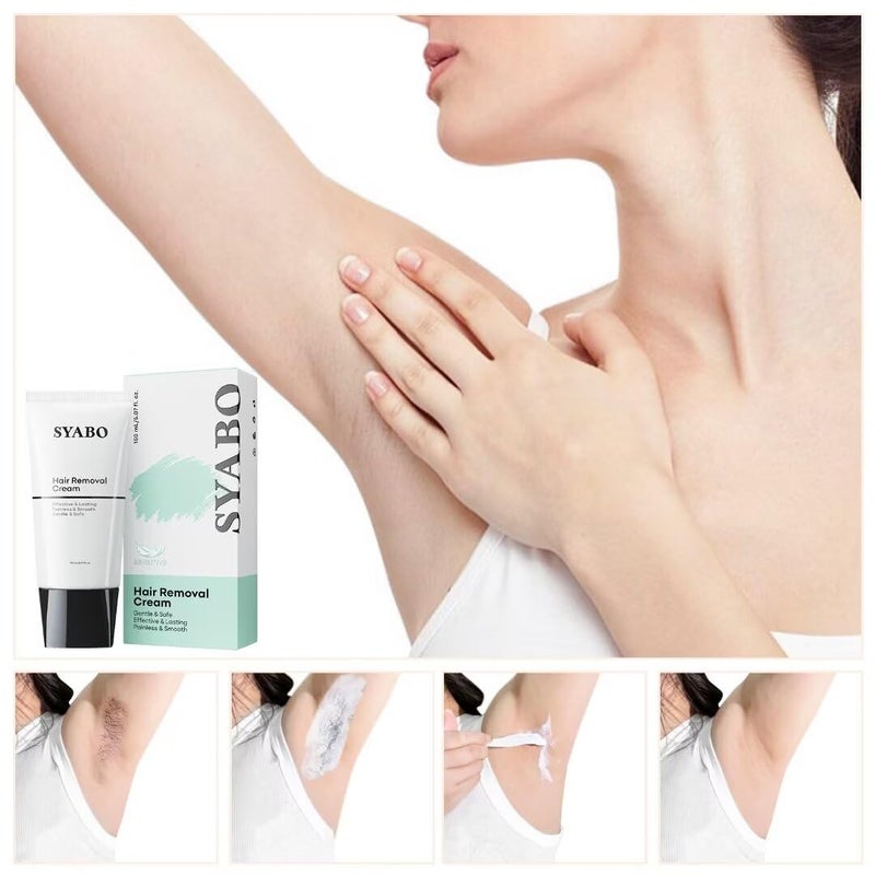 SYABO Hair Removal Cream: Intimate/Private Hair Removal For Women & Men - Painless Depilatory Cream Lotion for Bikini, Legs, Arms, Underarms and Body, Sensitive Formula for All Skin Types, 5FL OZ - Image 3