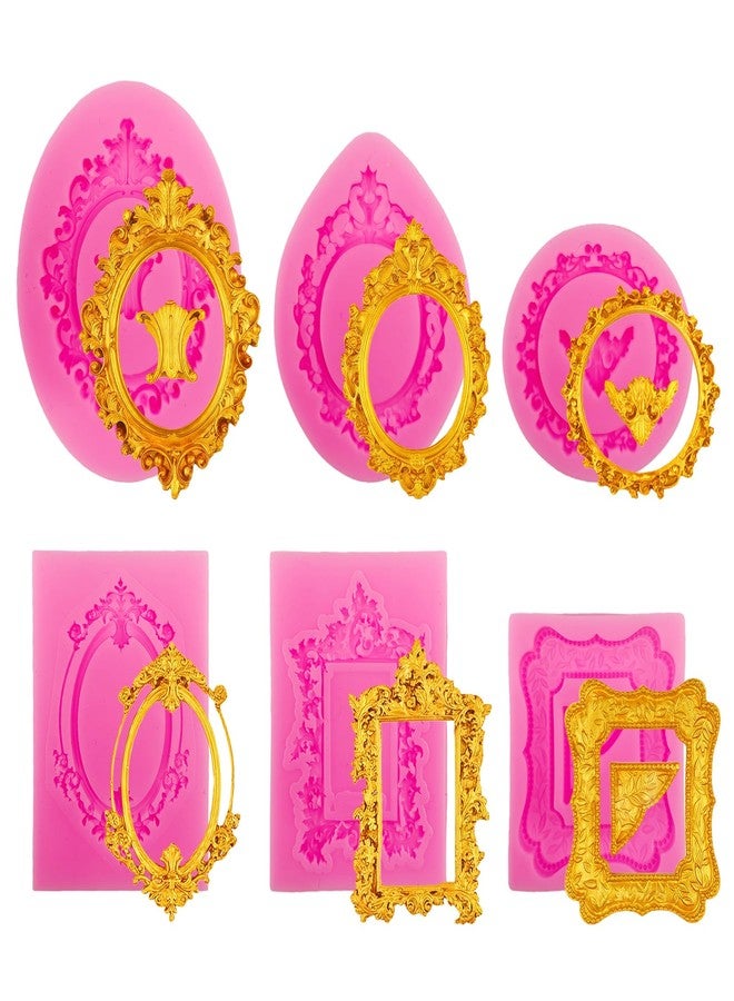 smrtcol 6 Piece Photo Frame Silicone Molds for Cake Decorating, Chocolate, Fondant Baroque Style 3D Photo Frame Molds for Baking, Candy, Clay Crafts - Image 1