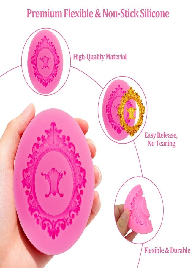 smrtcol 6 Piece Photo Frame Silicone Molds for Cake Decorating, Chocolate, Fondant Baroque Style 3D Photo Frame Molds for Baking, Candy, Clay Crafts - Image 4
