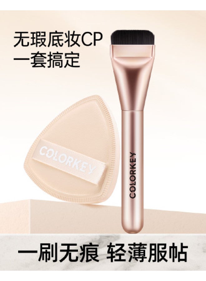 COLORKEY Flawless Base Makeup Duo】flat Top Foundation Brush With Precision Edge For Streak-free, No-waste, Quick Application And Long-lasting Wear - Image 1
