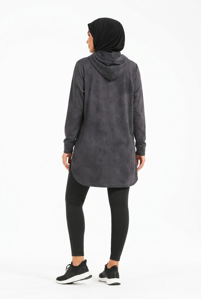 Moveletix Women's Training Top Hooded Grey Luxe Soft - Image 4