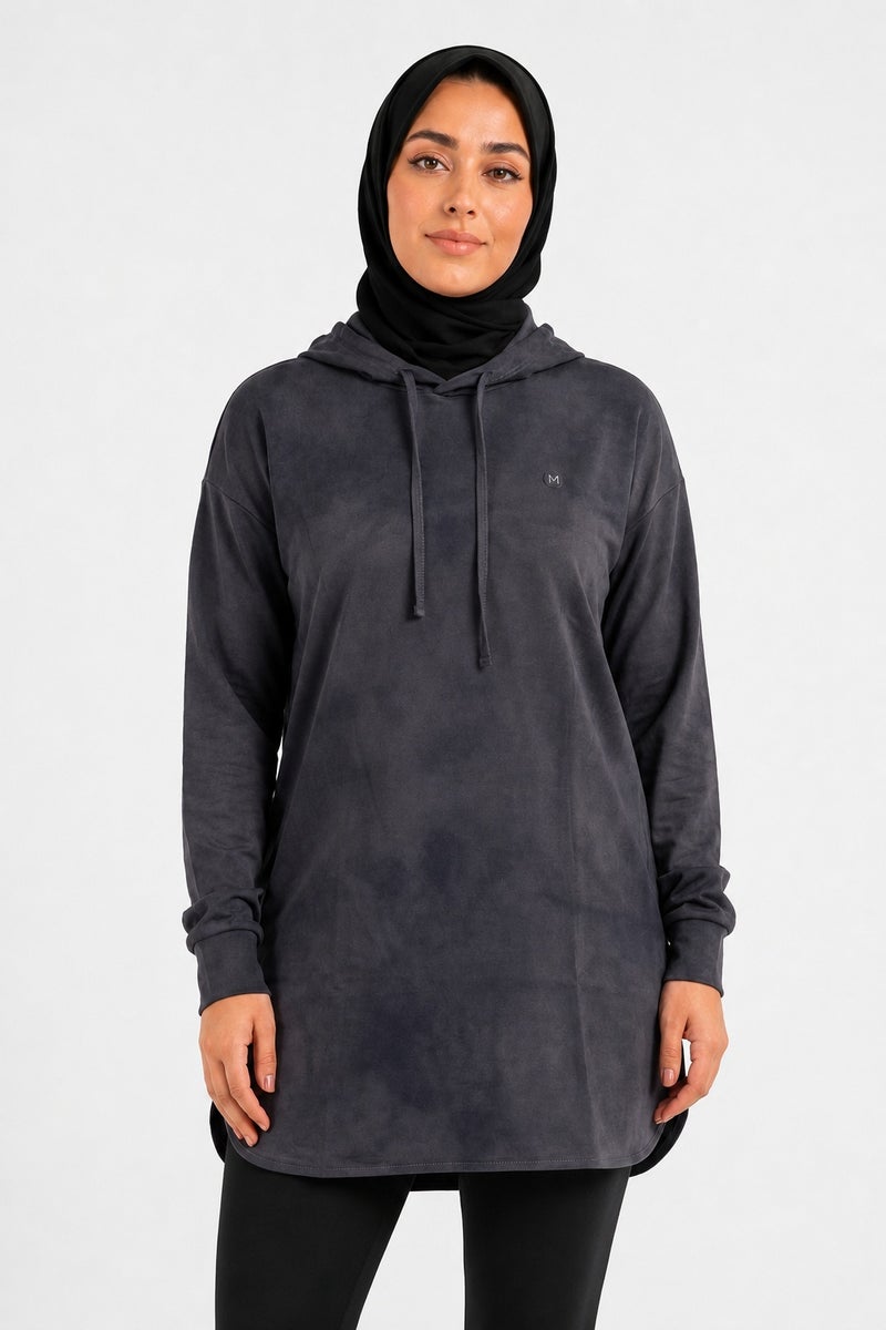 Moveletix Women's Training Top Hooded Grey Luxe Soft - Image 1